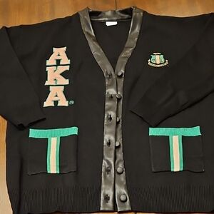 Alpha Kappa Alpha Knit Leather Cardigan Sweater